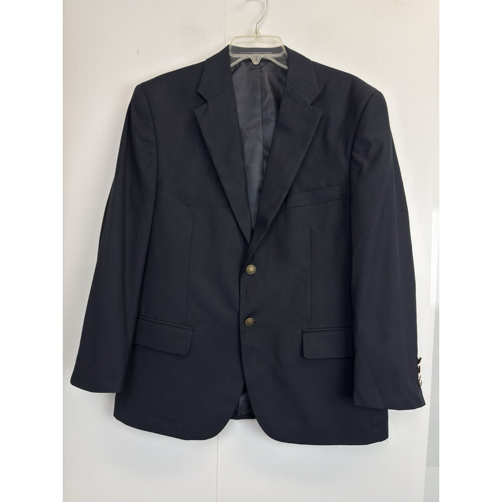George Men's 40S Blazer Sport Coat Suit Jacket Navy Blue 2 Metal‎ Buttons